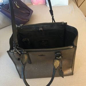 Metallic leather coach bag
